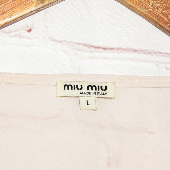 MIU MIU Women's Lace Skirt n blouse Dress Chiffon nude top Size Large - Picture 3 of 9